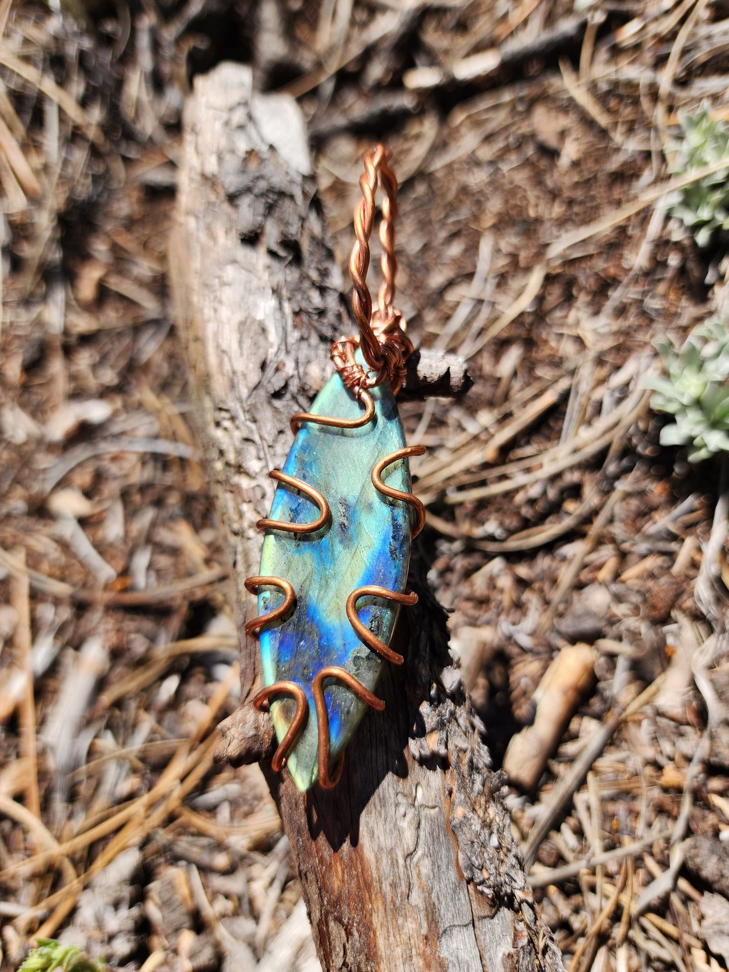 Copper & Labradorite Pendant- "Phyto"