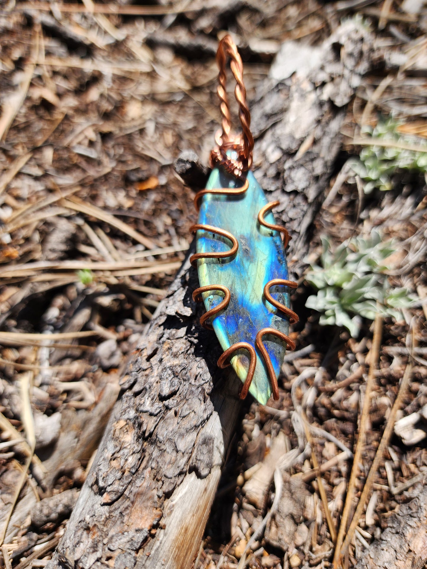 Copper & Labradorite Pendant- "Phyto"