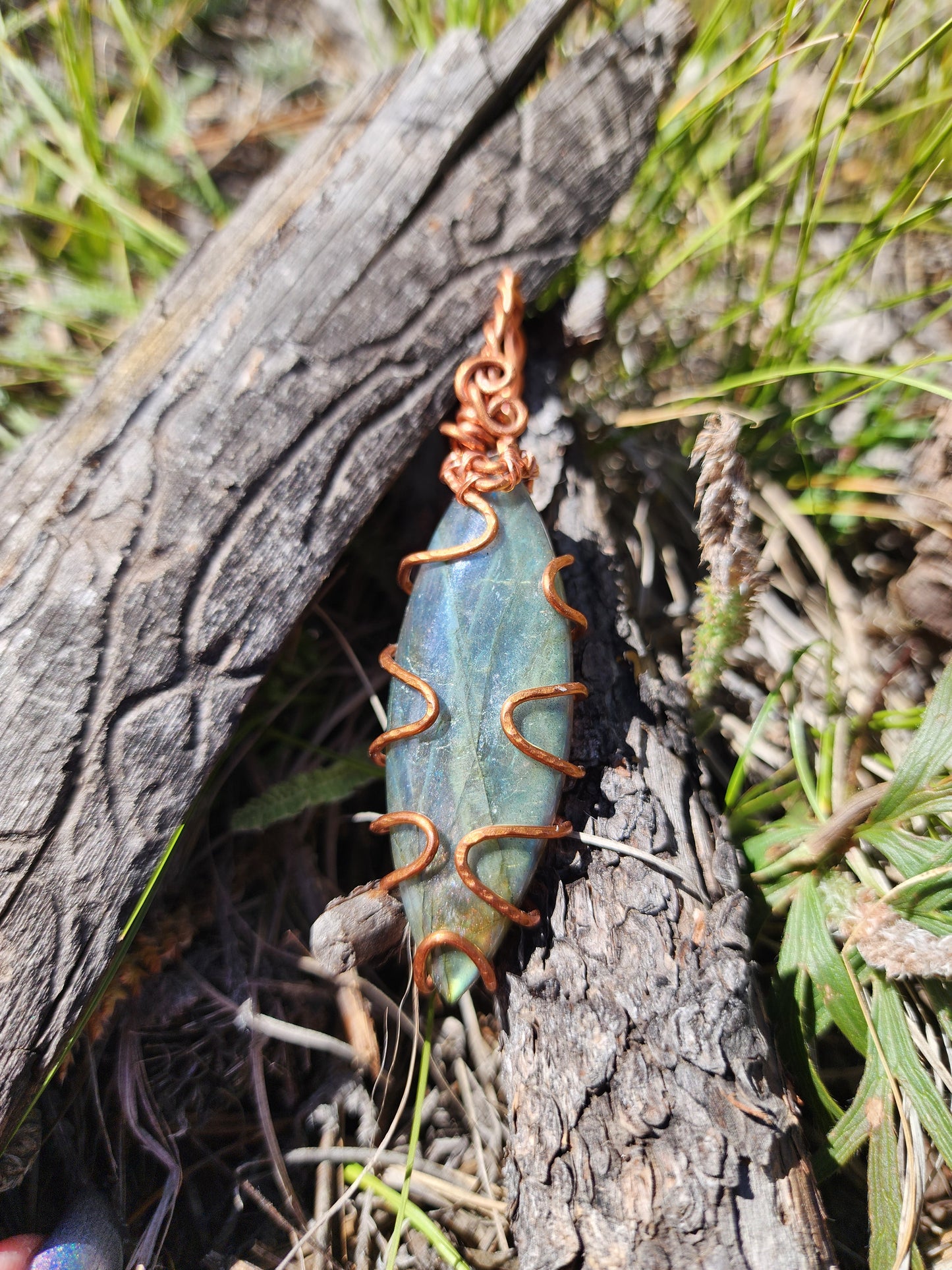 Copper & Labradorite Pendant- "Phyto"
